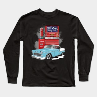 1955 Skyline Blue Chevy Bel Air Garage Built Long Sleeve T-Shirt